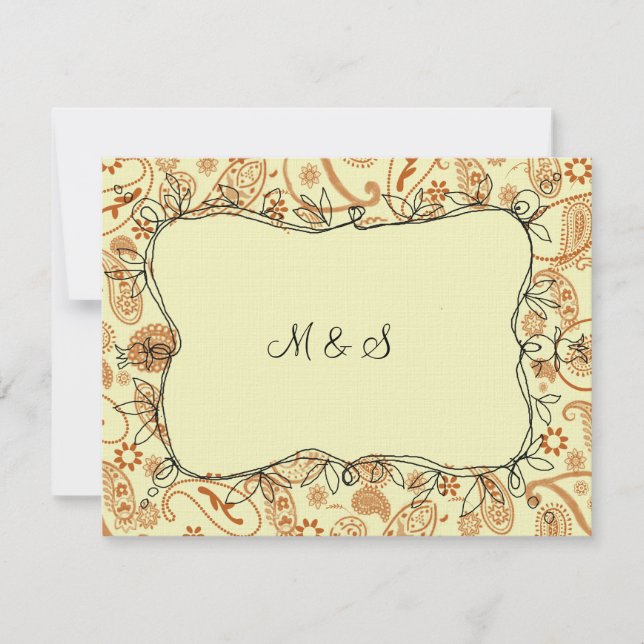 Paisley Vines Orange RSVP Card (Front)