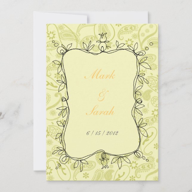 Paisley Vines Taupe Invitation (Front)
