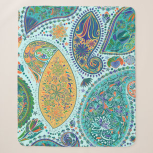 Paisley vintage floral motif ethnic seamless backg sherpa blanket