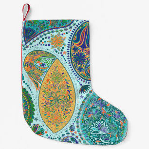 Paisley vintage floral motif ethnic seamless backg small christmas stocking