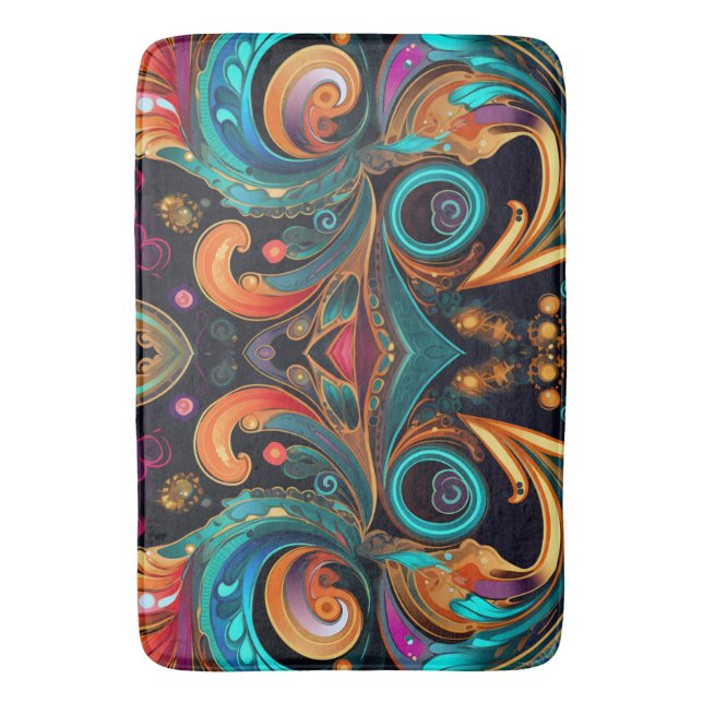 Paisley Vivid Bold Bath Mat (Front Vertical)