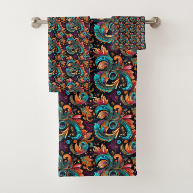 Paisley Vivid Bold Bath Towel Set (Insitu)