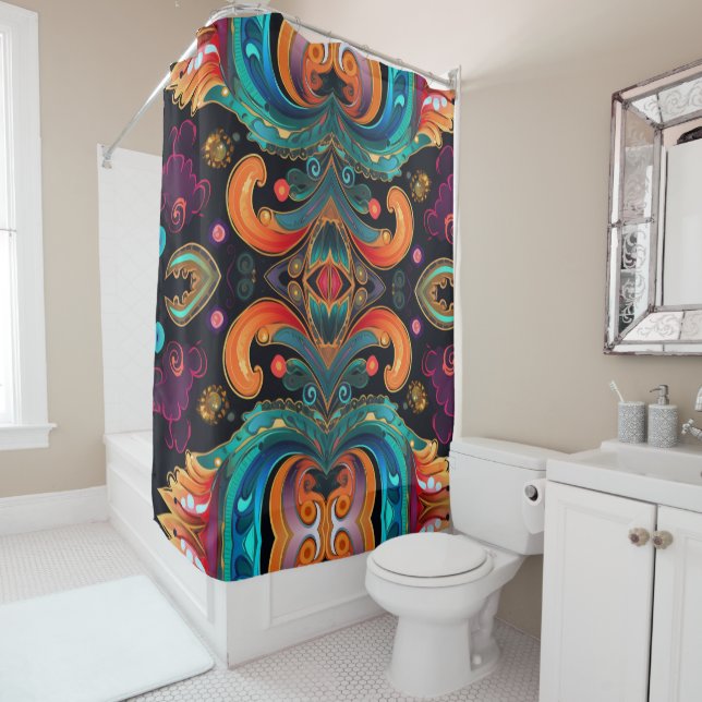 Paisley Vivid Bold Shower Curtain (In Situ)