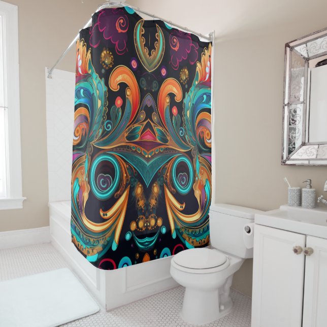 Paisley Vivid Bold Shower Curtain (In Situ)