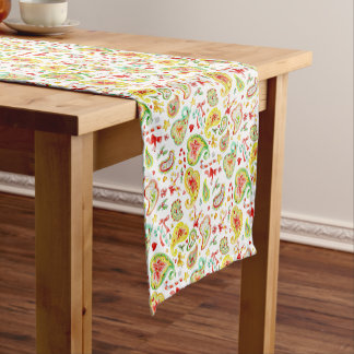 Paisley watercolor Christmas colourful custom Short Table Runner