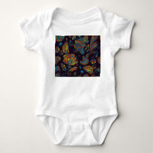 Paisley watercolor: floral pattern tile baby bodysuit