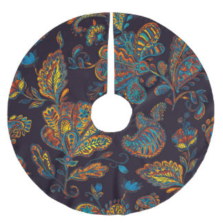 Paisley watercolor: floral pattern tile brushed polyester tree skirt