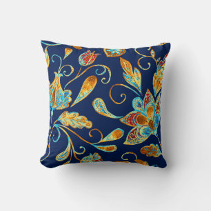 Paisley watercolor floral pattern tile: flowers, f cushion