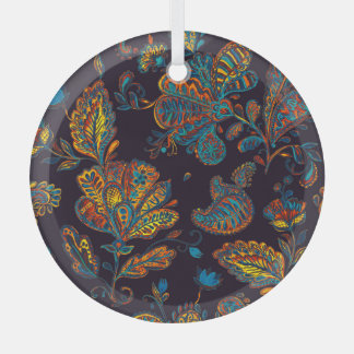 Paisley watercolor: floral pattern tile glass tree decoration