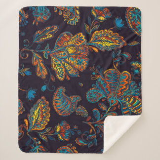 Paisley watercolor: floral pattern tile sherpa blanket