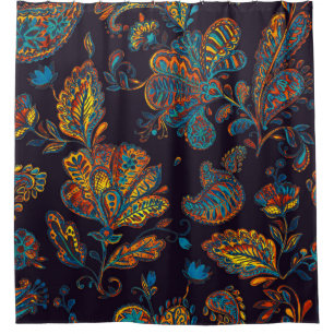 Paisley watercolor: floral pattern tile shower curtain