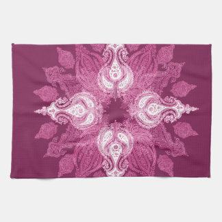 Paisley wheel purple pink sun flower tea towel