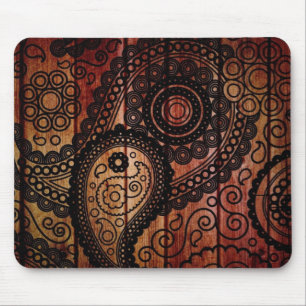 paisley wood panels mouse pad