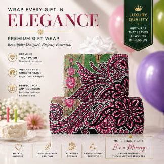 Paisley Wrapping Paper | Pink Floral Gift Wrap
