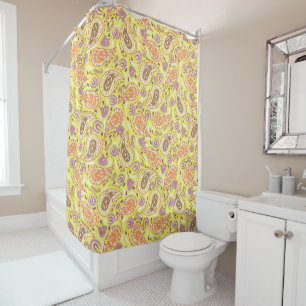 Paisley yellow shower curtain