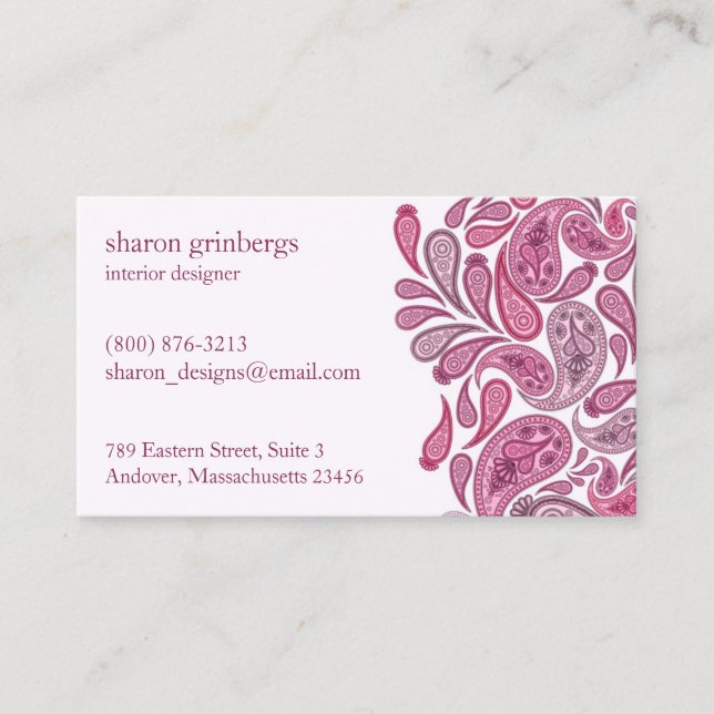 Paisleys Elegant Business Card (Front)