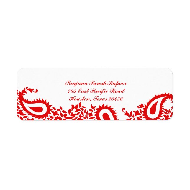 Paisleys Elegant Indian Return Address Label (Front)