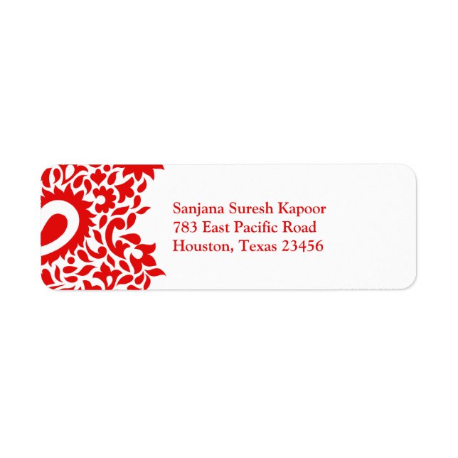 Paisleys Elegant Indian Return Address Label (Front)