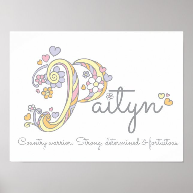 Paityn monogram art girls name and meaning poster (Front)
