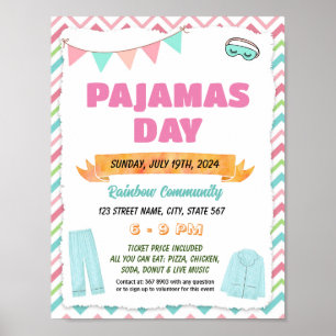 Pajama day flyer poster template
