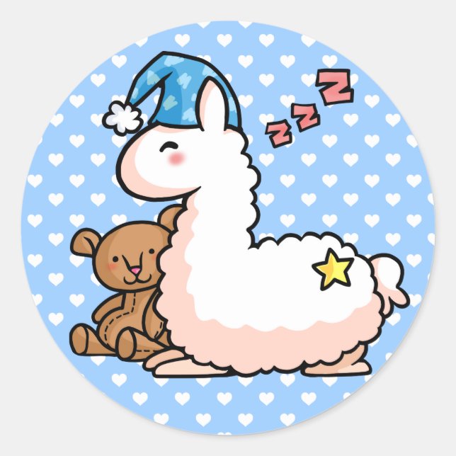 Pajama Llama Classic Round Sticker (Front)