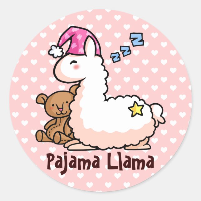 Pajama Llama Classic Round Sticker (Front)