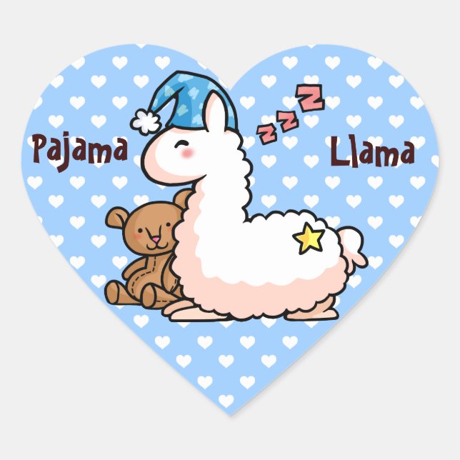 Pajama Llama Heart Sticker (Front)