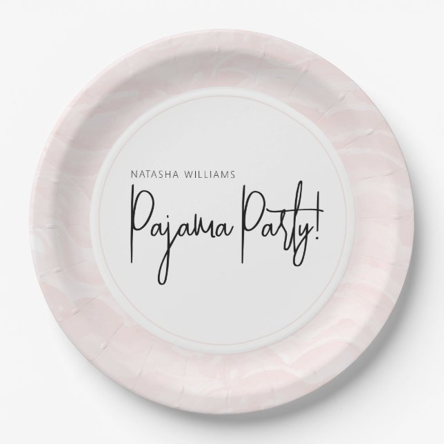 Pajama Party Abstract Soft Pink Pattern Chic Paper Plate (Front)