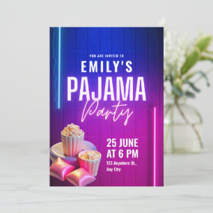 Pajama Party Birthday Invitation, Sleepover Birthd Invitation