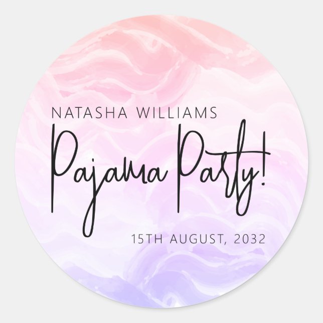Pajama Party Colourful Pastel Elegant  Classic Round Sticker (Front)