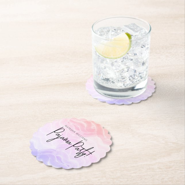 Pajama Party Colourful Pastel Elegant  Paper Coaster (Insitu)
