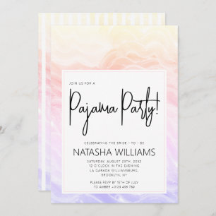 Pajama Party Colourful Pastel Elegant Stripes Invitation