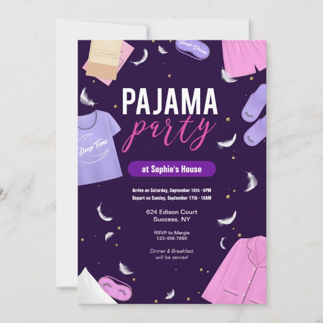 Pajama Party Girls Invitation (Front)