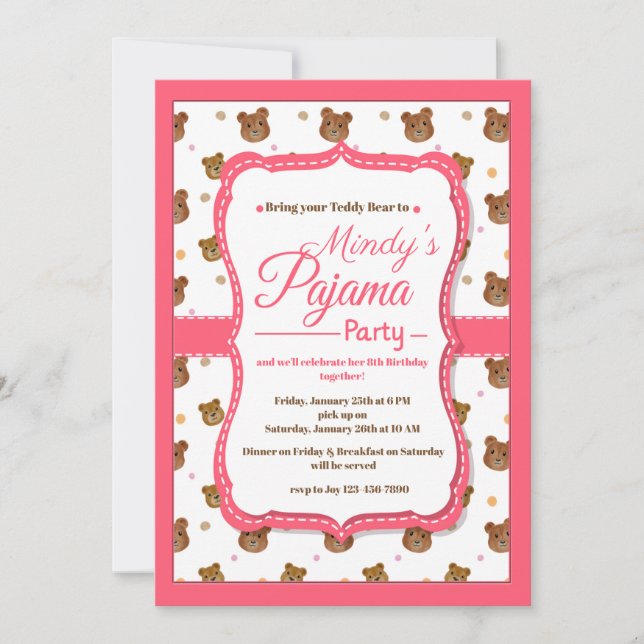 Pajama Party Invitations (Front)