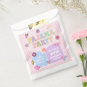 Pajama Party Preppy Varsity Patch Birthday Party Favour Bags