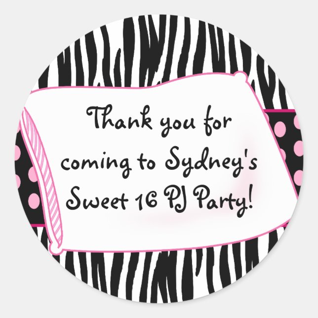 Pajama Party Round Pinks Sticker (Front)