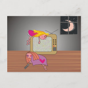 Pajama Party Sleeping Girls and Moon Postcards