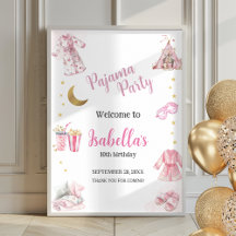 Pajama Party Sleepover Party Poster Welcome Sign