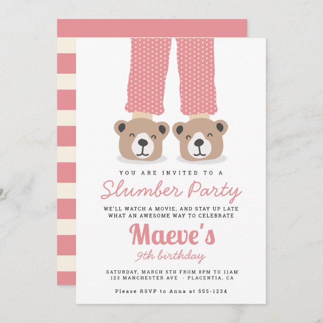 Pajama Party, Sleepover Slumber Party Invitation (Front/Back)