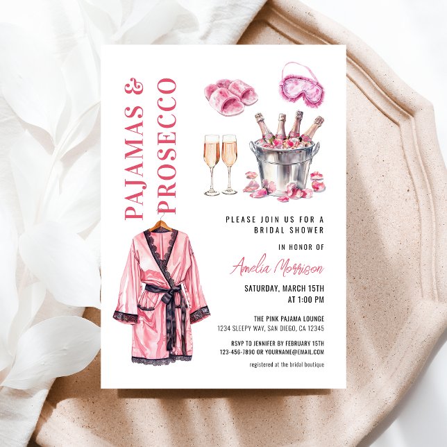 Pajama PJ & Prosecco Party Slumber Bridal Shower Invitation (Creator Uploaded)