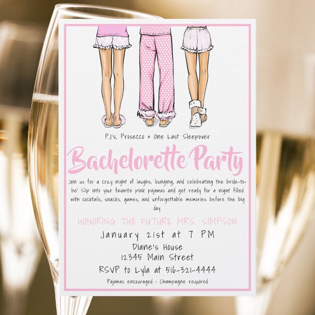Pajama & Prosecco Bachelorette Party  Invitation (Creator Uploaded)