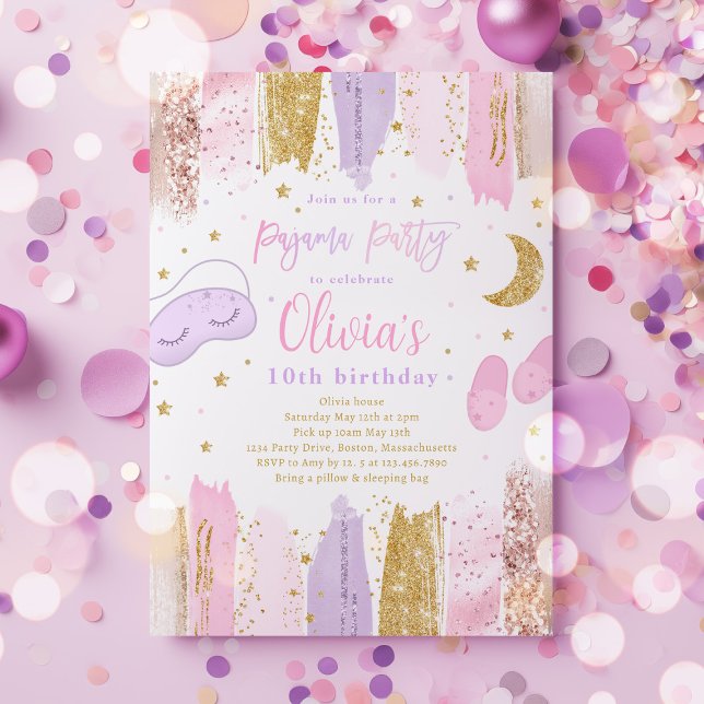Pajama Sleepover Birthday Party Teen Tween Party Invitation (Creator Uploaded)