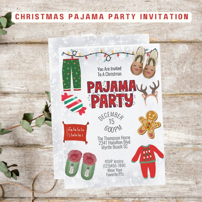 Pajama Sleepover Christmas Party Invitation (Creator Uploaded)