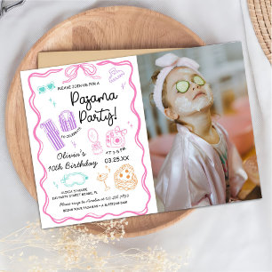 Pajama Sleepover Slumber Party Cute Birthday Photo Invitation