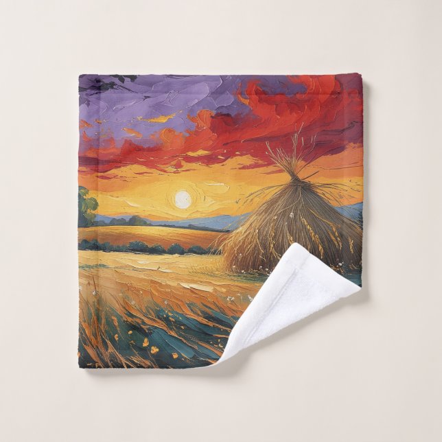 Pajar solitario al atardecer wash cloth (Wash Cloth)