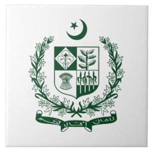 Pakistan country coat arms symbol emblem eagle tile