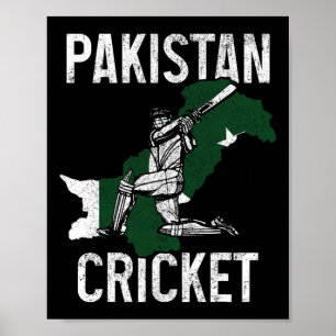 Pakistan Cricket Player Pakistani Flag Pride Vinta Poster