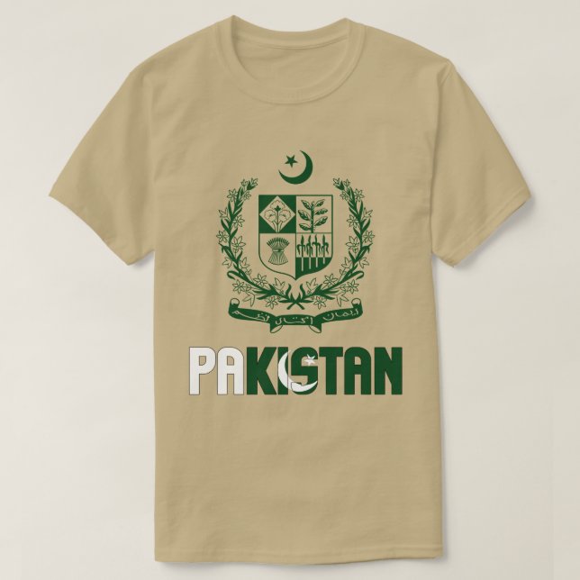 Pakistan Flag and Coat Of Arms Patriotic T-Shirt (Design Front)