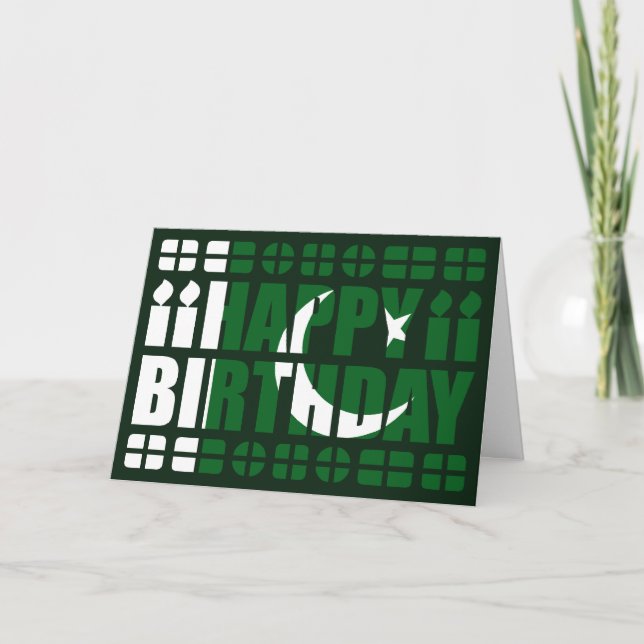 Pakistan Flag Birthday Card (Front)