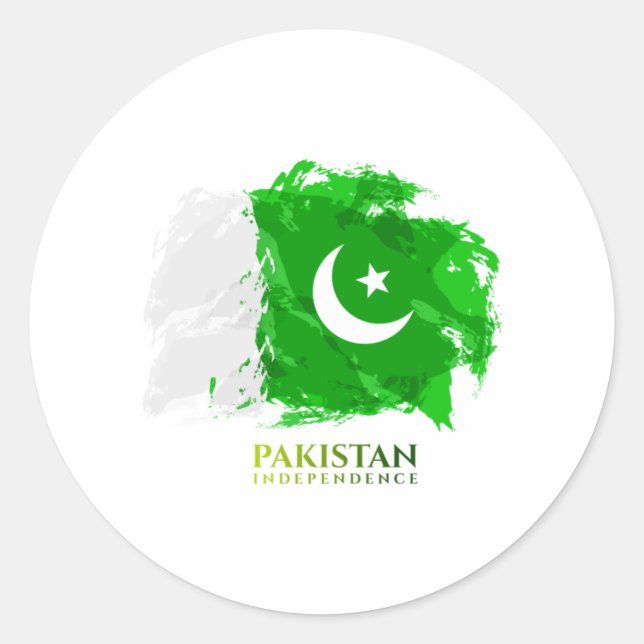 Pakistan Flag Independence day Classic Round Sticker (Front)